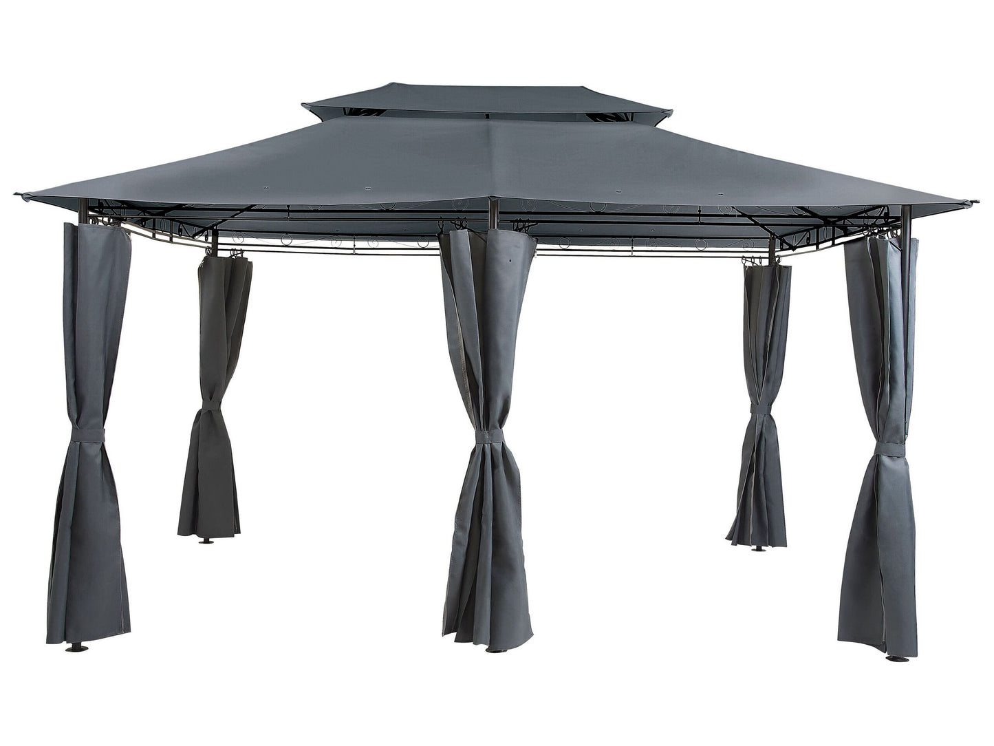 Gazebo Dark Grey Curtains Black Steel Frame 300 X 400cm Outdoor Shelter