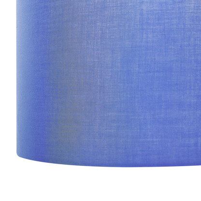 Pendant Lamp With Blue Fabric Drum Shade 1 Light Ceiling Fixture Diffuses Cozy Light
