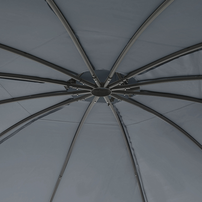 Gazebo Dark Grey Fabric Black Steel Frame 368cm Curtains