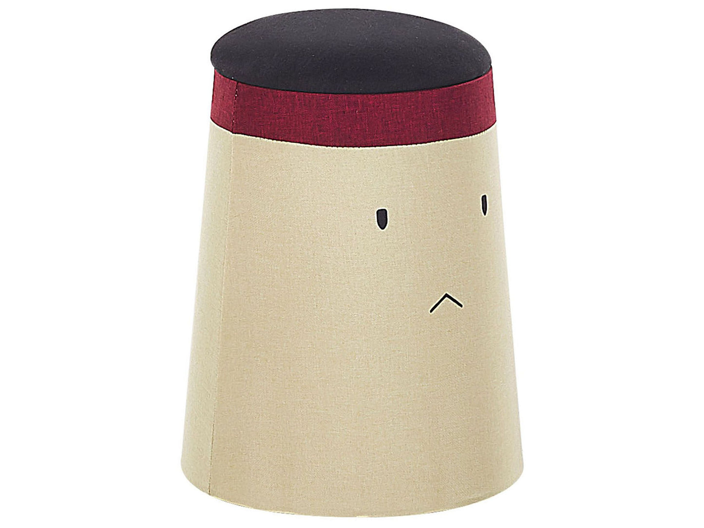 Beige Warrior Motif Pouffe Footstool