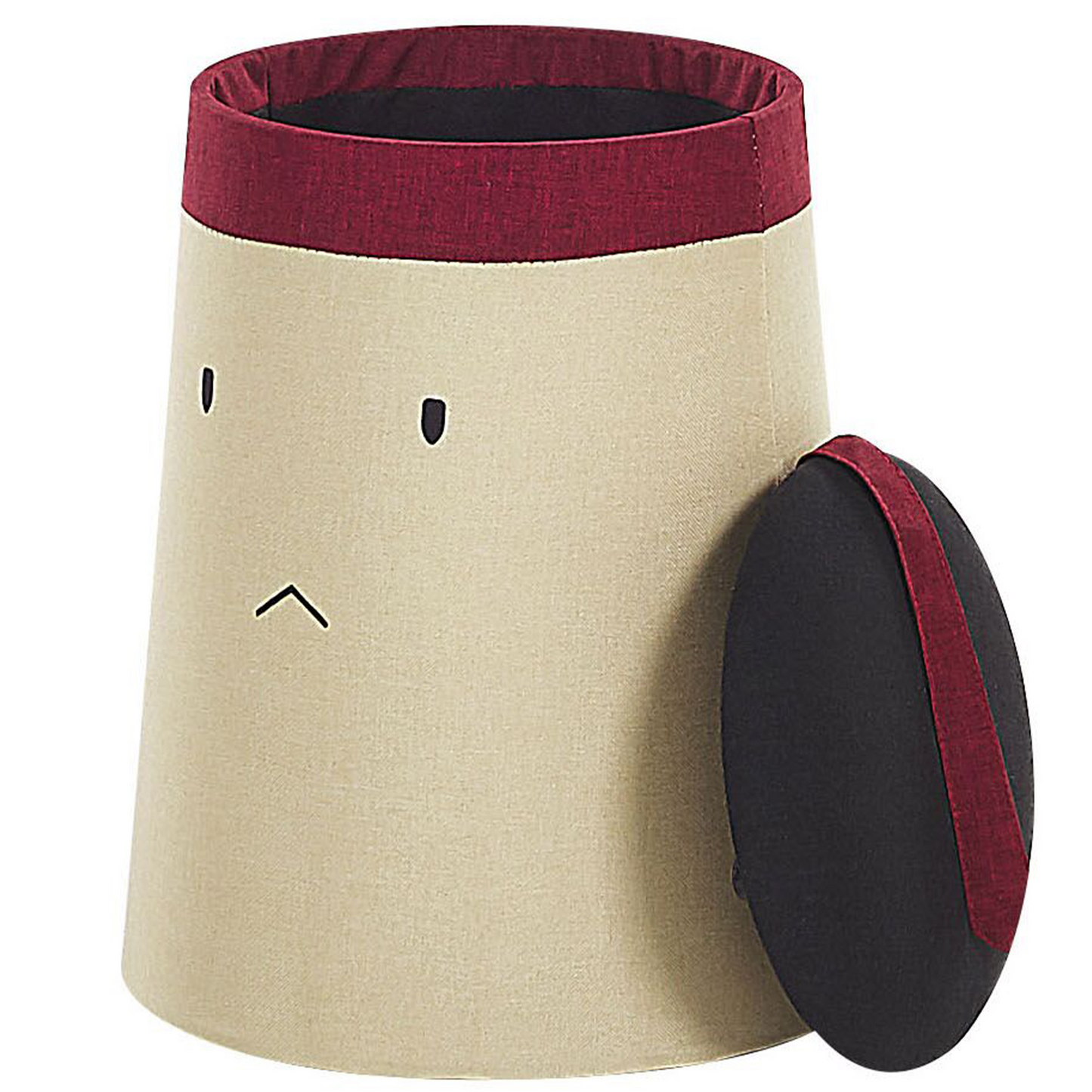 Beige Warrior Motif Pouffe Footstool