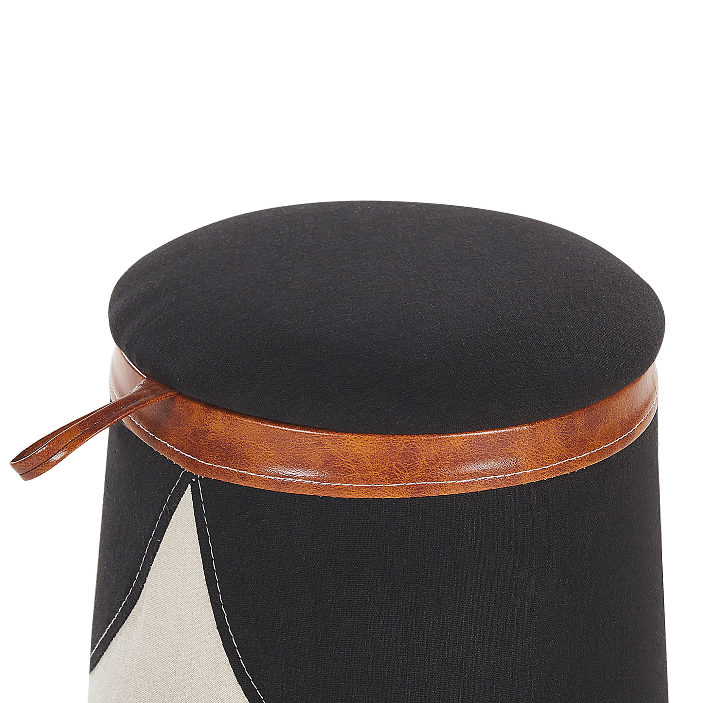 Kids Pouffe Beige Faux Linen Upholstered Footstool With Hidden Storage Compartment