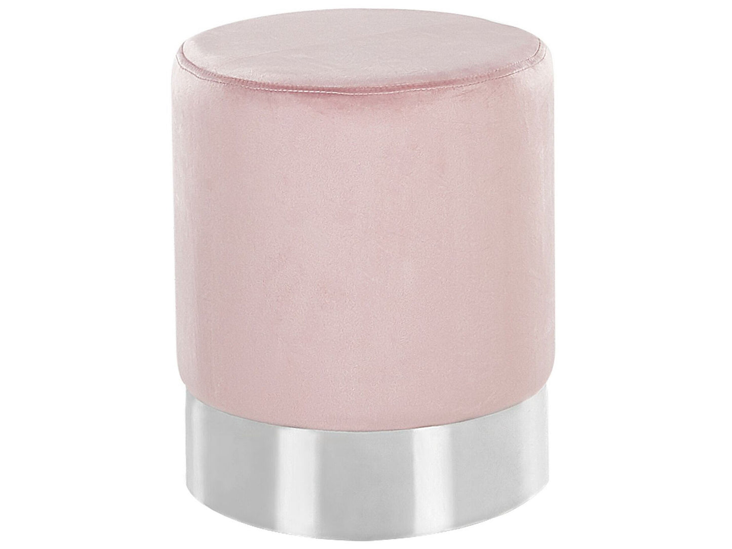 Velvet Co Pouffe Pink Velvet With Silver Metallic Band