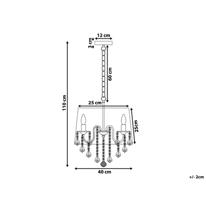 Glamora Pendant Lamp White Grey Crystal Chandelier 3 Lights