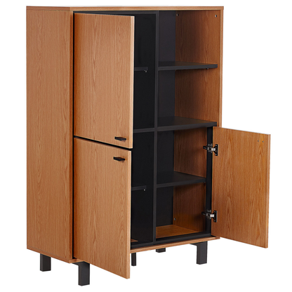 Home Retro Sideboard Oak Finish With Black Legs 3 Cabinets