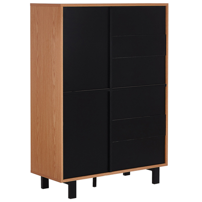 Home Retro Sideboard Oak Finish With Black Legs 3 Cabinets
