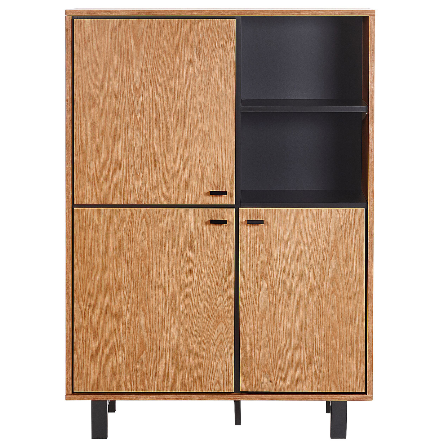 Home Retro Sideboard Oak Finish With Black Legs 3 Cabinets