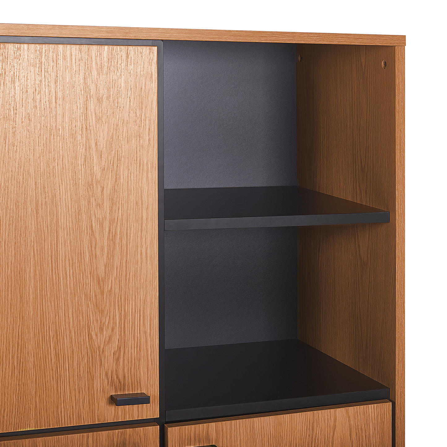 Home Retro Sideboard Oak Finish With Black Legs 3 Cabinets