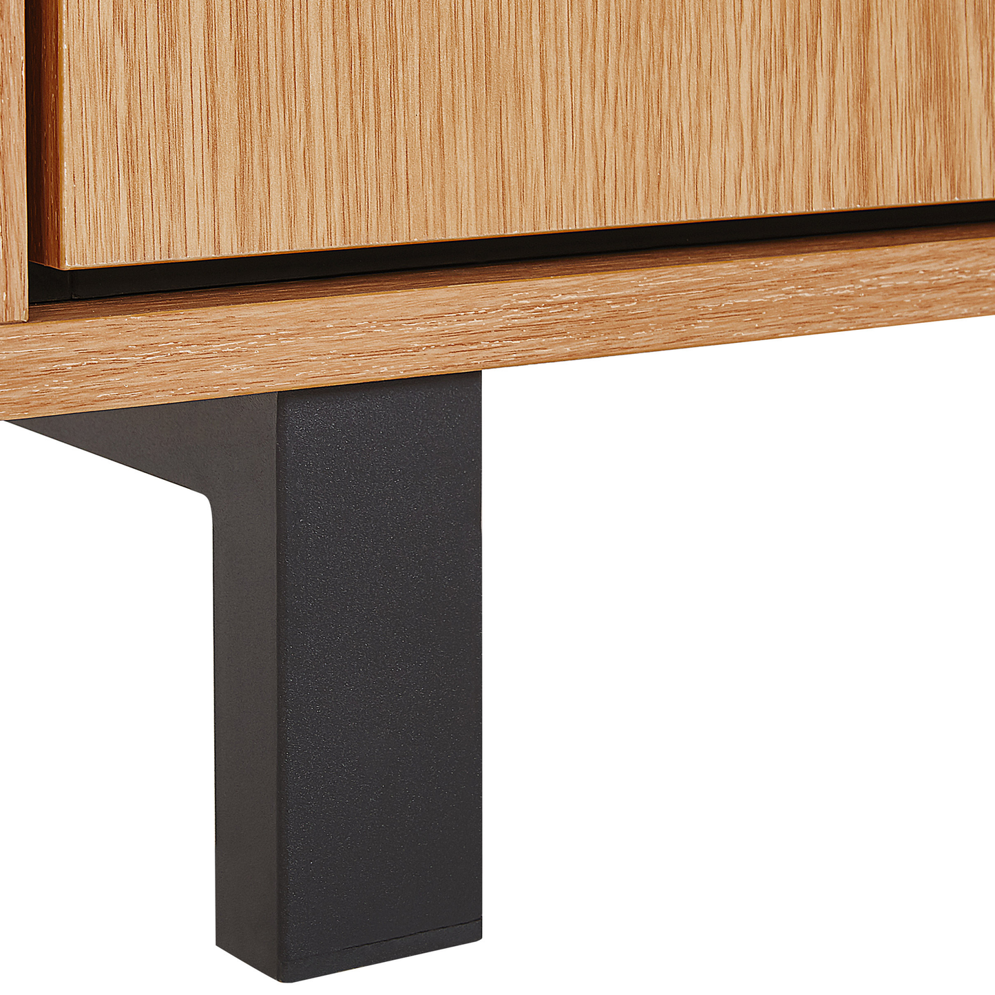 Home Retro Sideboard Oak Finish With Black Legs 3 Cabinets