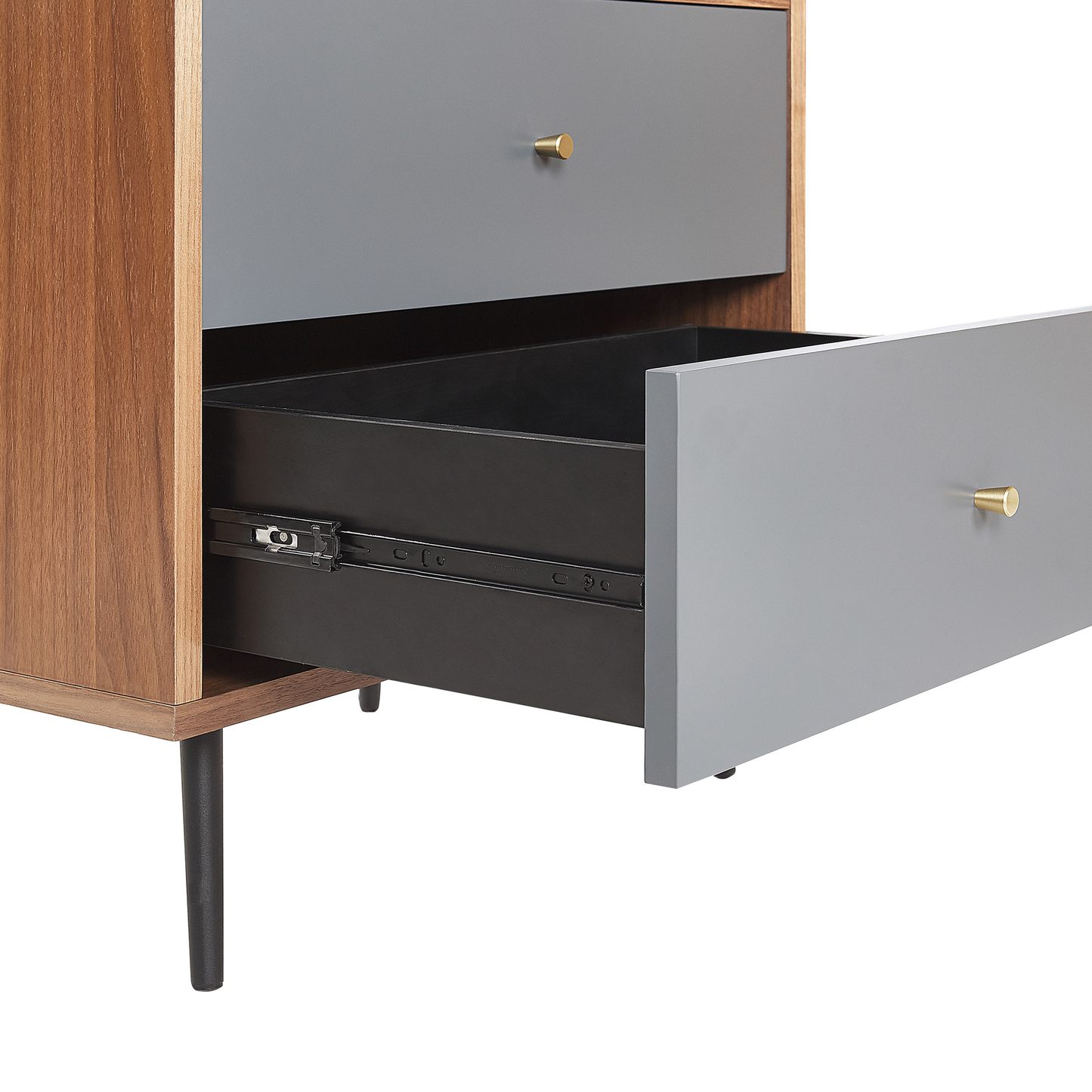 Aurora Home Bookcase Dark Walnut With Grey MDF 139 X 60 X 40 Cm Storage Unit With Drawers Modern