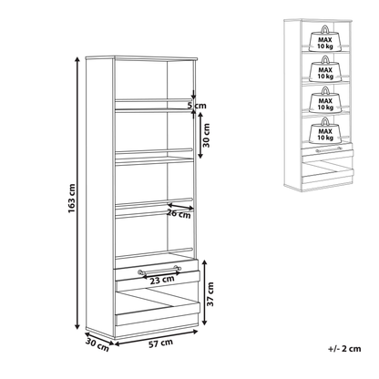 Barn Style Bookcase 163cm Light Brown and Black Particle Board Storage Shelf