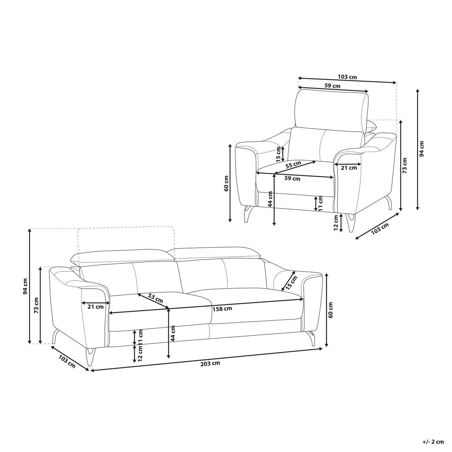 Brown Leather 3+1 Sofa Set With Adjustable Headrest