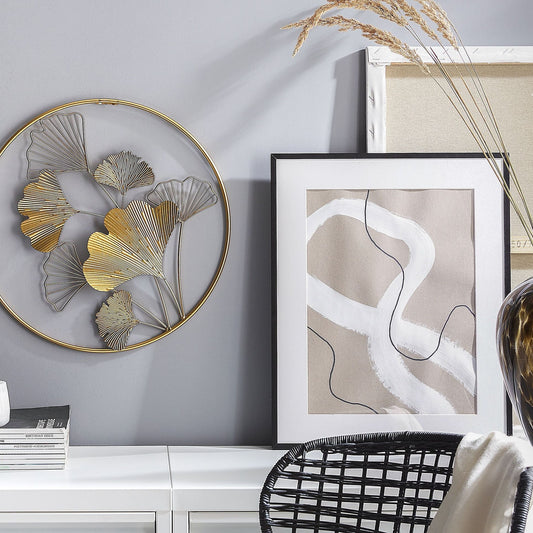 Golden Leaves In Frame Metal Wall Art 45cm