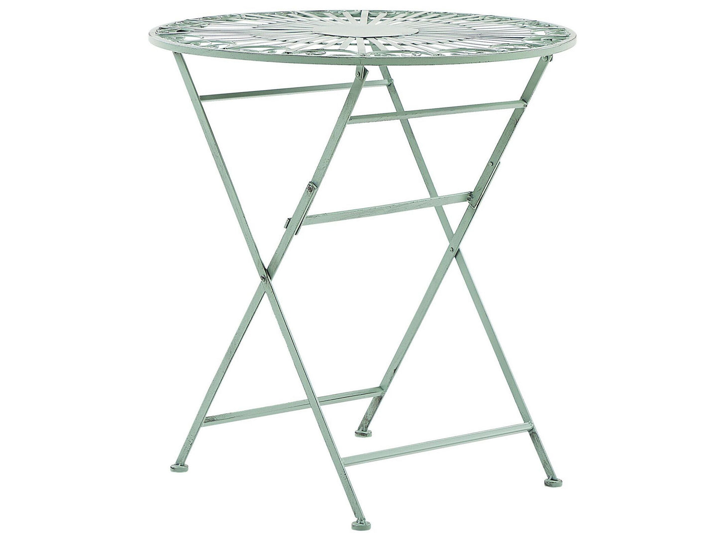 Outdoor Bistro Table Green Metal Folding Vintage Distressed Finish For Small Balcony