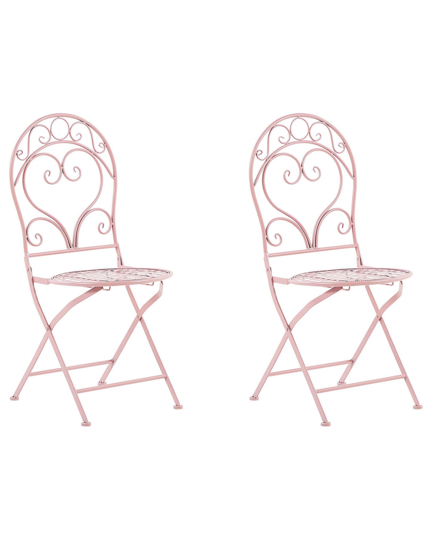 Pink Outdoor Chairs Set Vintage Scrollback Iron 2-Pack