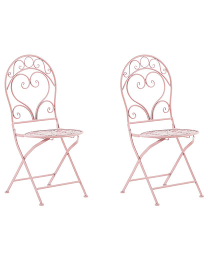 Pink Outdoor Chairs Set Vintage Scrollback Iron 2-Pack
