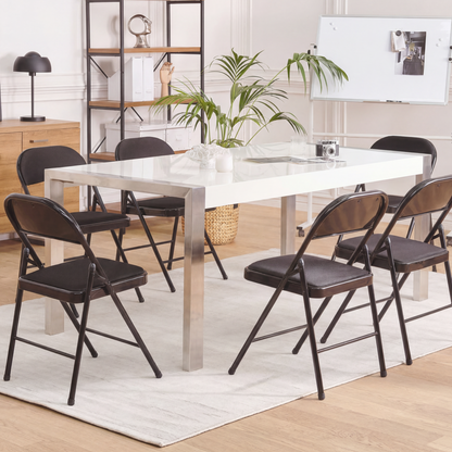 4 Pack Folding Chairs Black Metal Frame Padded Seats