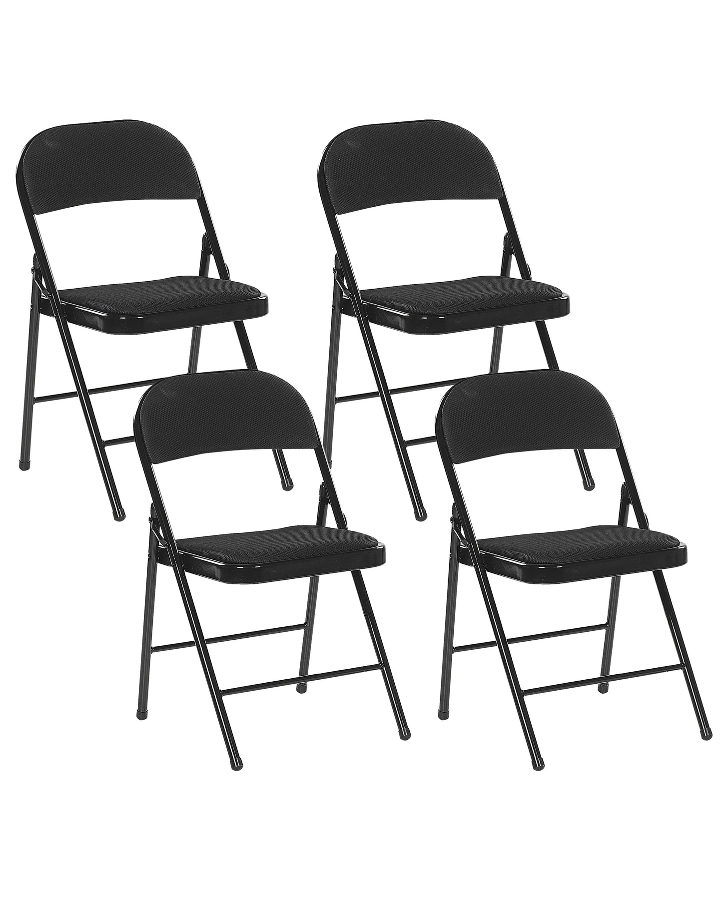 4 Pack Folding Chairs Black Metal Frame Padded Seats