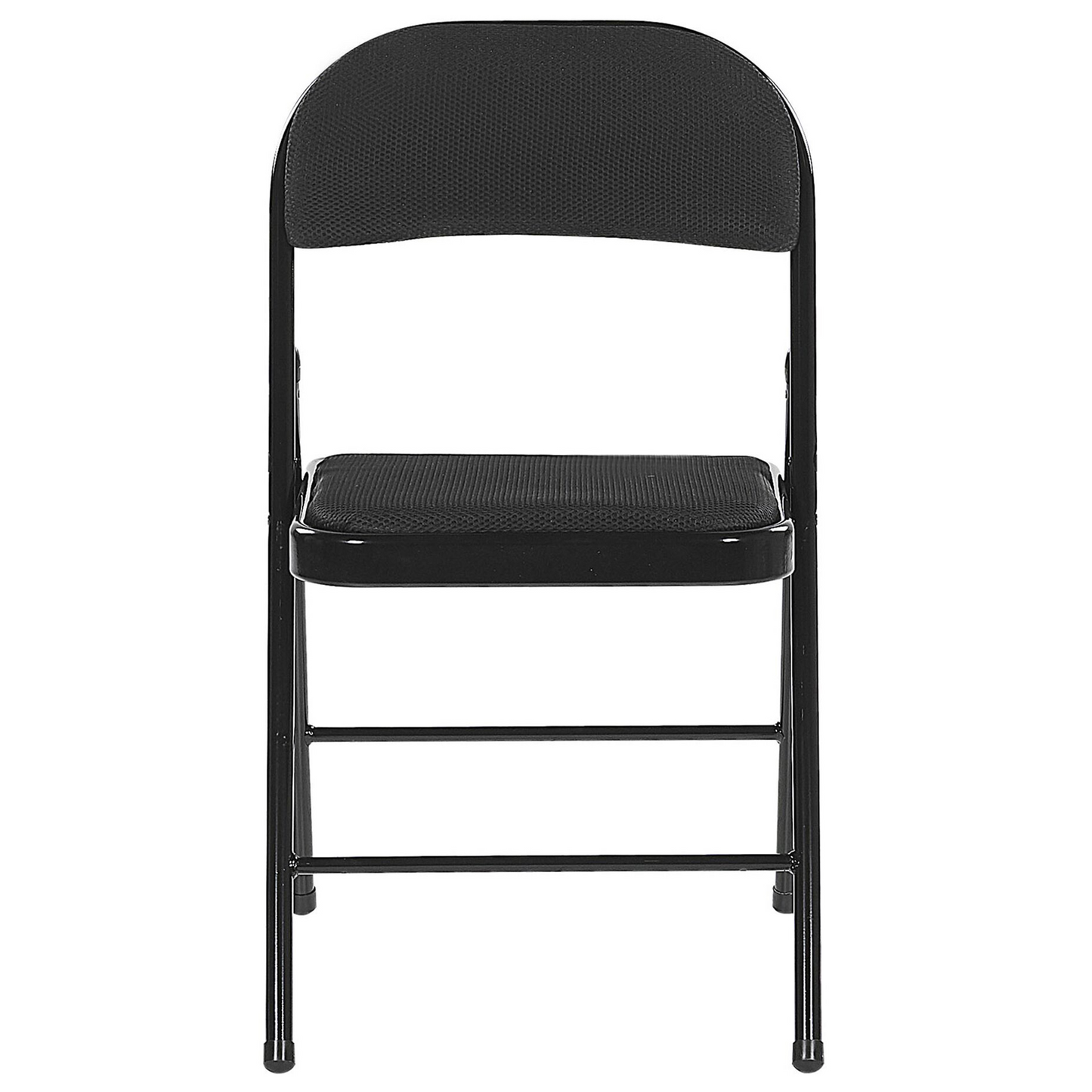 4 Pack Folding Chairs Black Metal Frame Padded Seats