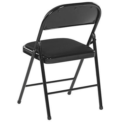4 Pack Folding Chairs Black Metal Frame Padded Seats