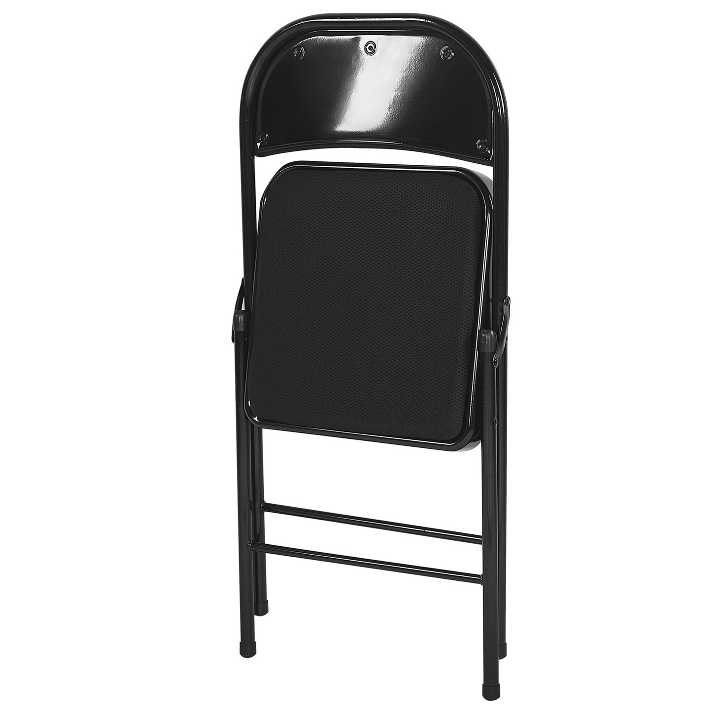 4 Pack Folding Chairs Black Metal Frame Padded Seats