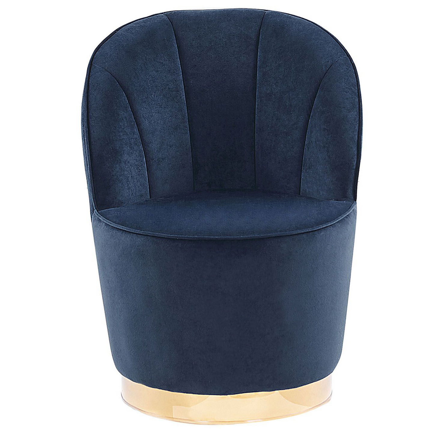 Armchair Dark Blue Velvet With Gold Metal Base