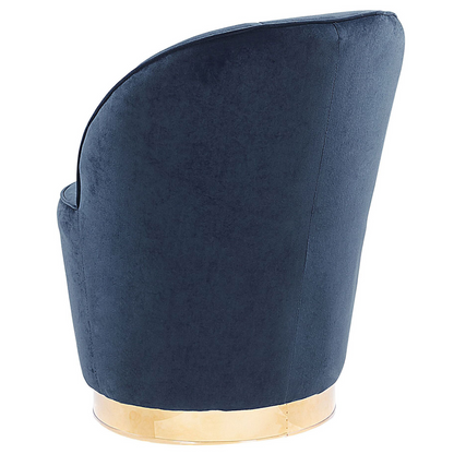 Armchair Dark Blue Velvet With Gold Metal Base