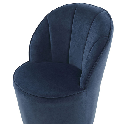 Armchair Dark Blue Velvet With Gold Metal Base