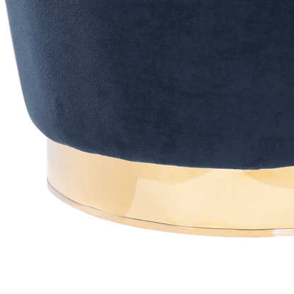 Armchair Dark Blue Velvet With Gold Metal Base