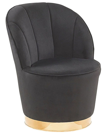 Velvet Armchair Black Gold Base Round Tub Chair