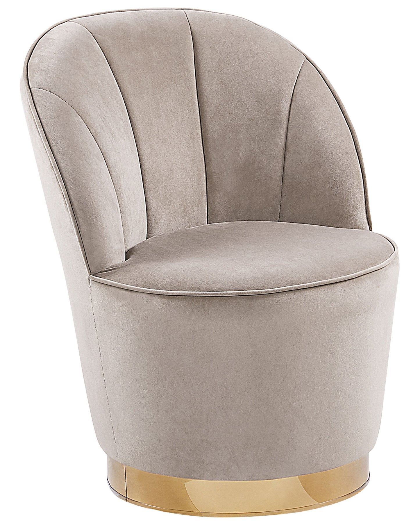 Velvet Armchair Light Beige With Gold Metal Base Round Tub Chair Glam Retro Living Room