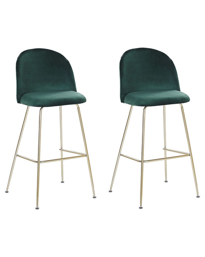 Design Bar Chairs Set Of 2 Counter Height Green Velvet