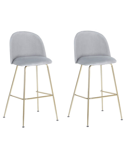 Design Velvet Bar Chairs Counter Height Grey With Gold Frame