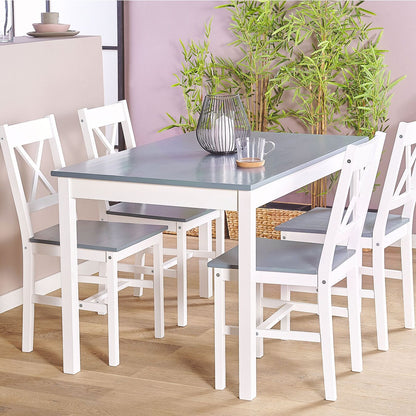 Dining Set 4 Seater White Solid Pine Wood 120 x 75cm