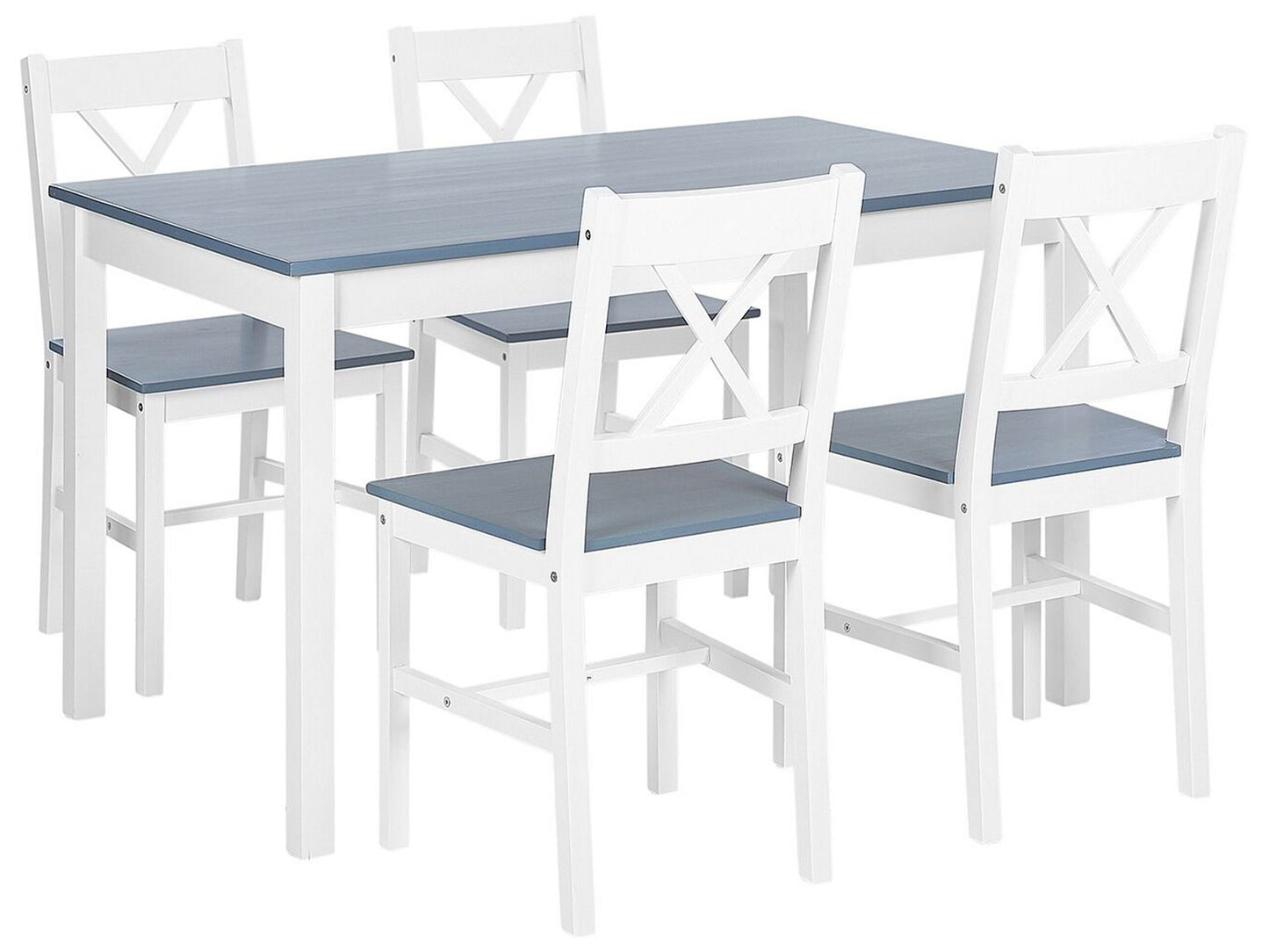 Dining Set 4 Seater White Solid Pine Wood 120 x 75cm