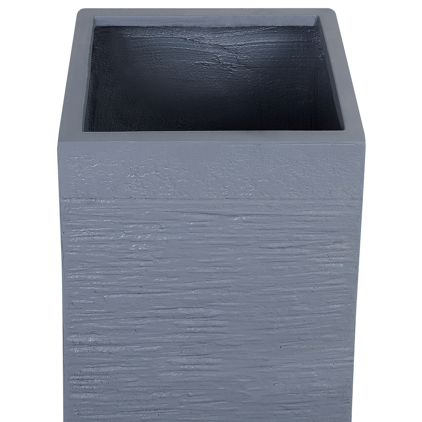 Dark Grey Fibre Clay Tall Square Plant Pot