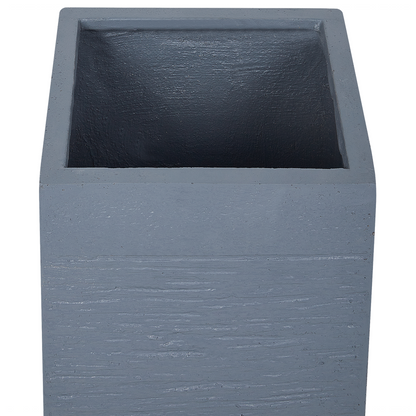 Fibre Clay Tall Plant Pot Dark Grey Square Outdoor Indoor
