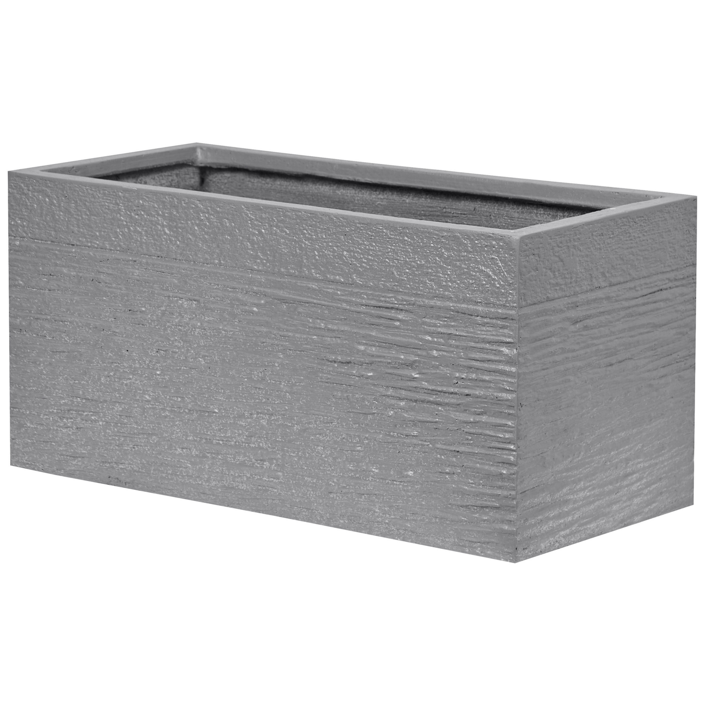Plant Pot Grey Fibre Clay Indoor Outdoor Rectangular Planter 50 x 23 x 24cm Durable Drainage Holes