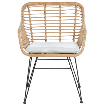 Bistro Set Faux Rattan Outdoor 2 Seater Grey Cushions