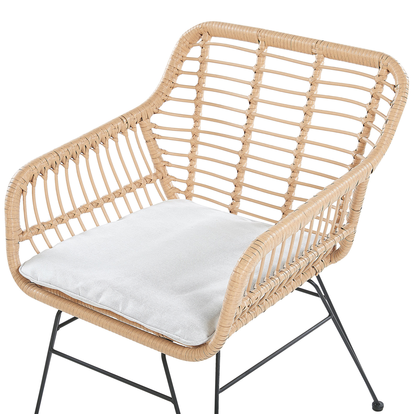 Bistro Set Faux Rattan Outdoor 2 Seater Grey Cushions