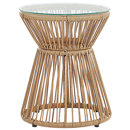 Bistro Set Faux Rattan Outdoor 2 Seater Grey Cushions