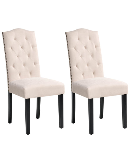 Velvet Dining Chairs Set Of 2 Light Beige Black Wood Legs