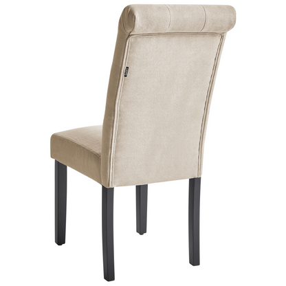 Sand Beige Fabric Dining Chairs Set of 2 Black Wood Legs