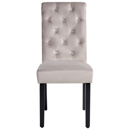 Set of 2 Dining Chairs Grey Velvet with Black Wood Legs