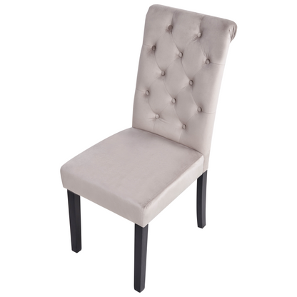 Set of 2 Dining Chairs Grey Velvet with Black Wood Legs