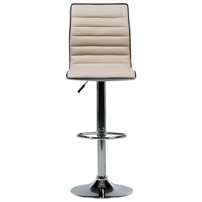 Beige Faux Leather Bar Chairs Set of 2 Counter Height