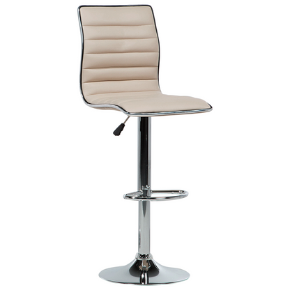 Beige Faux Leather Bar Chairs Set of 2 Counter Height