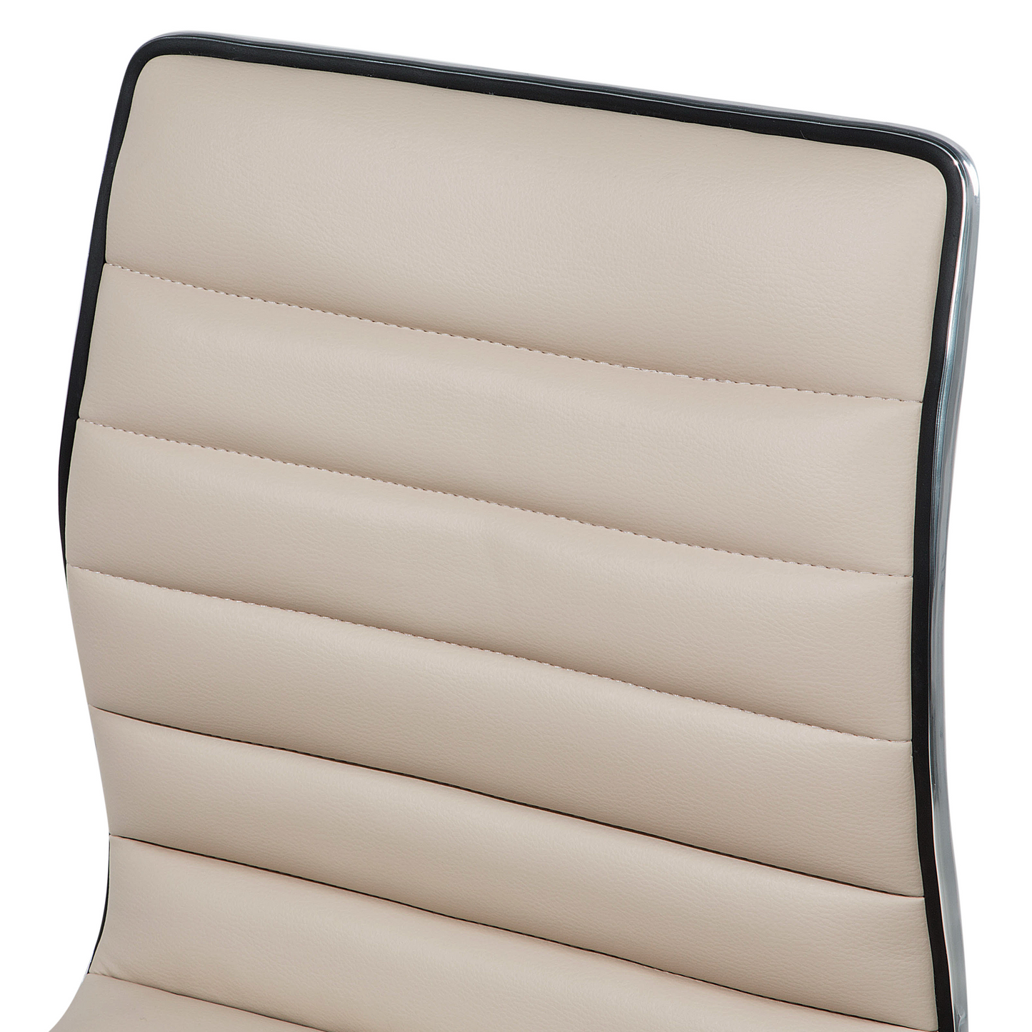 Beige Faux Leather Bar Chairs Set of 2 Counter Height