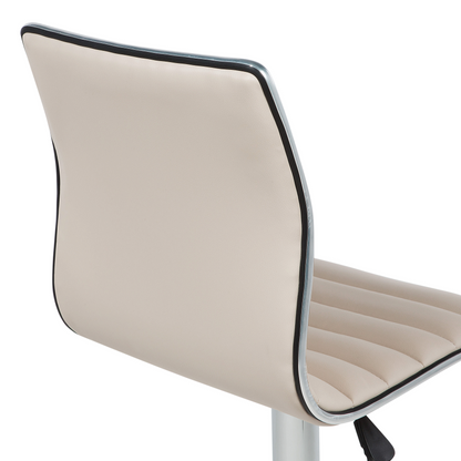 Beige Faux Leather Bar Chairs Set of 2 Counter Height