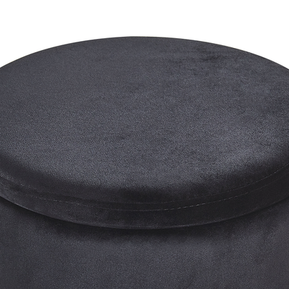 Velvet Pouffes Set Of 2 Black Metallic Band Footstools
